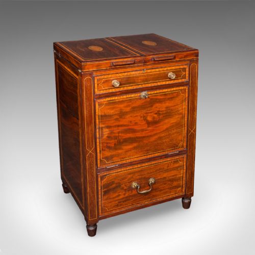 fig 1. Antique Cocktail Cabinet, English, Counterweighted Bar, Albert Barker, Victorian