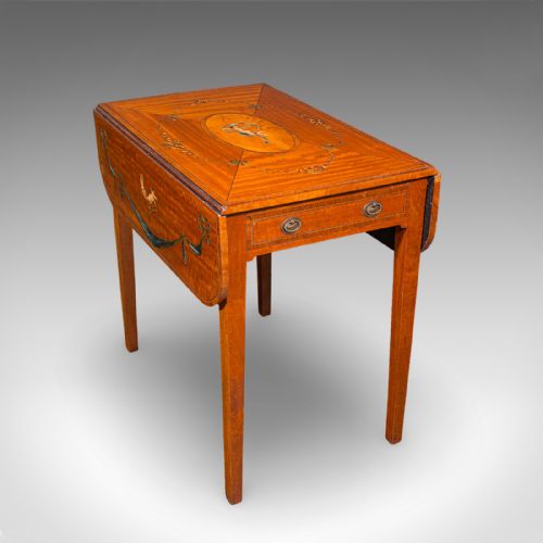 ANTIQUE PEMBROKE TABLE ENGLISH SATINWOOD DROP LEAF OCCASIONAL TEA REGENCY - ADDITIONAL PHOTO 1
