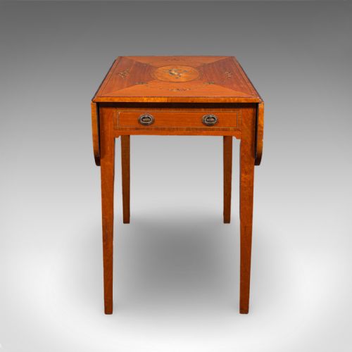 ANTIQUE PEMBROKE TABLE ENGLISH SATINWOOD DROP LEAF OCCASIONAL TEA REGENCY - ADDITIONAL PHOTO 2