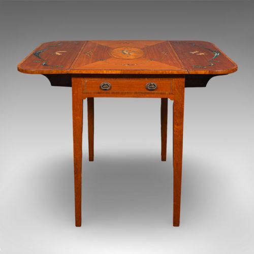 ANTIQUE PEMBROKE TABLE ENGLISH SATINWOOD DROP LEAF OCCASIONAL TEA REGENCY - ADDITIONAL PHOTO 4