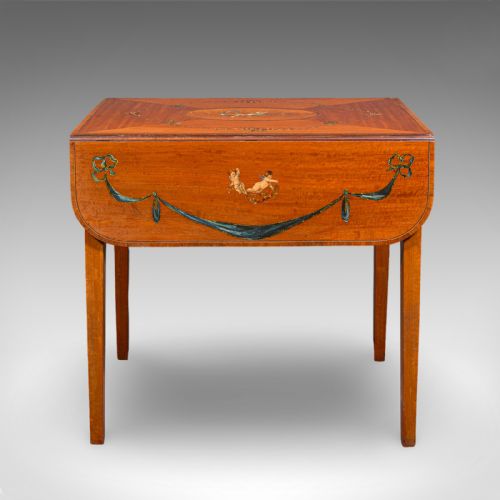 ANTIQUE PEMBROKE TABLE ENGLISH SATINWOOD DROP LEAF OCCASIONAL TEA REGENCY - ADDITIONAL PHOTO 5