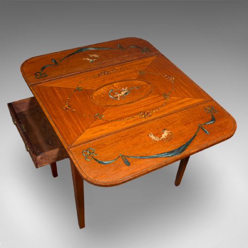 ANTIQUE PEMBROKE TABLE ENGLISH SATINWOOD DROP LEAF OCCASIONAL TEA REGENCY - ADDITIONAL PHOTO 7