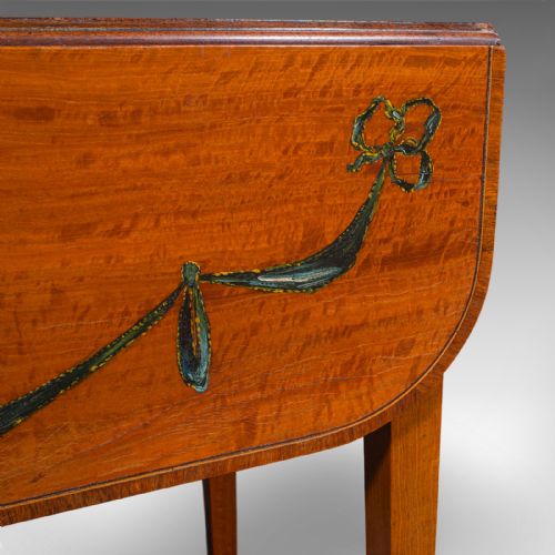ANTIQUE PEMBROKE TABLE ENGLISH SATINWOOD DROP LEAF OCCASIONAL TEA REGENCY - ADDITIONAL PHOTO 11