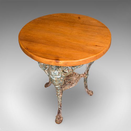 ANTIQUE TAVERN TABLE ENGLISH PINE CAST IRON BRITANNIA PUB VICTORIAN 1880 - ADDITIONAL PHOTO 4