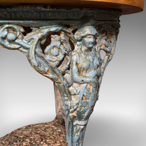 ANTIQUE TAVERN TABLE ENGLISH PINE CAST IRON BRITANNIA PUB VICTORIAN 1880 - ADDITIONAL PHOTO 8