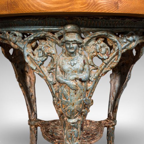 ANTIQUE TAVERN TABLE ENGLISH PINE CAST IRON BRITANNIA PUB VICTORIAN 1880 - ADDITIONAL PHOTO 9