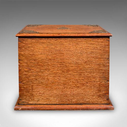 ANTIQUE STATIONERY BOX ENGLISH GOLDEN OAK FALL FRONT DESK TIDY EDWARDIAN - ADDITIONAL PHOTO 6