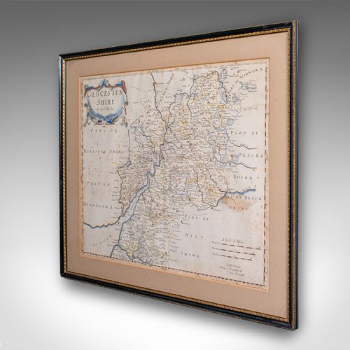 ANTIQUE FRAMED GLOUCESTERSHIRE MAP ENGLISH ATLAS ENGRAVING CARTOGRAPHY C1700 - ADDITIONAL PHOTO 2