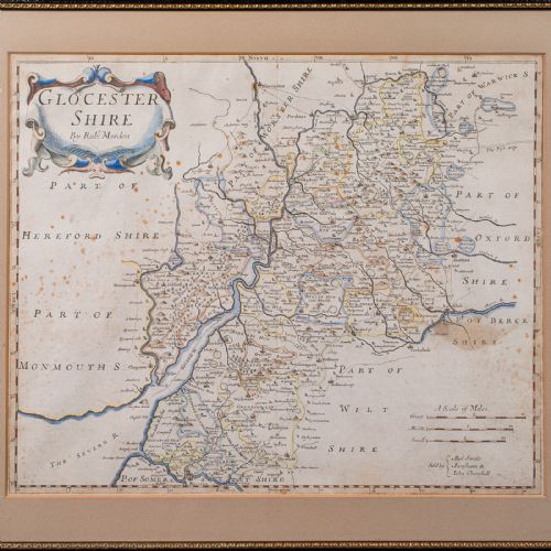 ANTIQUE FRAMED GLOUCESTERSHIRE MAP ENGLISH ATLAS ENGRAVING CARTOGRAPHY C1700 - ADDITIONAL PHOTO 3