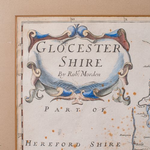 ANTIQUE FRAMED GLOUCESTERSHIRE MAP ENGLISH ATLAS ENGRAVING CARTOGRAPHY C1700 - ADDITIONAL PHOTO 4