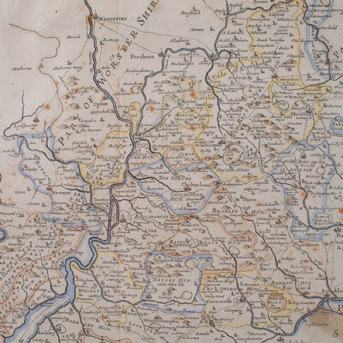 ANTIQUE FRAMED GLOUCESTERSHIRE MAP ENGLISH ATLAS ENGRAVING CARTOGRAPHY C1700 - ADDITIONAL PHOTO 6