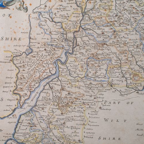 ANTIQUE FRAMED GLOUCESTERSHIRE MAP ENGLISH ATLAS ENGRAVING CARTOGRAPHY C1700 - ADDITIONAL PHOTO 7