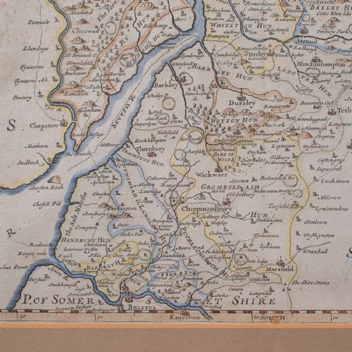 ANTIQUE FRAMED GLOUCESTERSHIRE MAP ENGLISH ATLAS ENGRAVING CARTOGRAPHY C1700 - ADDITIONAL PHOTO 8