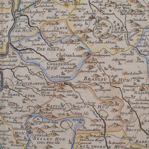 ANTIQUE FRAMED GLOUCESTERSHIRE MAP ENGLISH ATLAS ENGRAVING CARTOGRAPHY C1700 - ADDITIONAL PHOTO 9