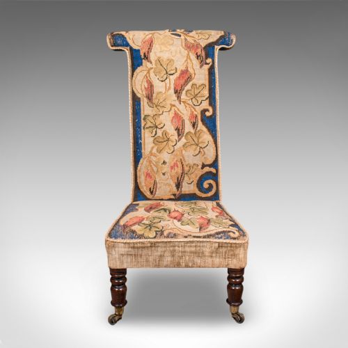 fig 1. Antique Prayer Chair, English, Needlepoint, Ecclesiastical, Prie Dieu, Regency