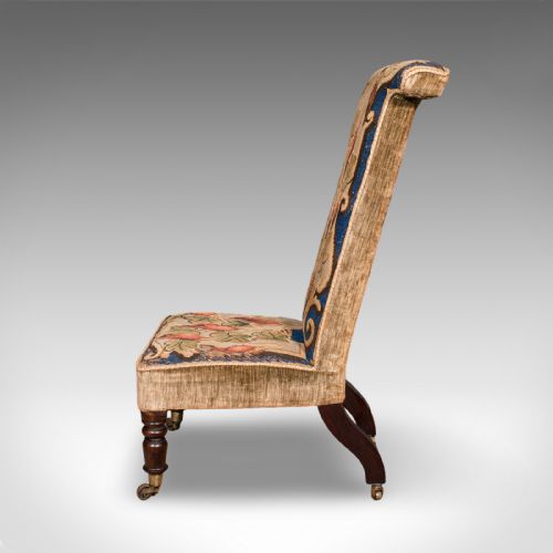 fig 3. Antique Prayer Chair, English, Needlepoint, Ecclesiastical, Prie Dieu, Regency