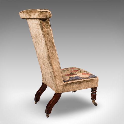 fig 4. Antique Prayer Chair, English, Needlepoint, Ecclesiastical, Prie Dieu, Regency