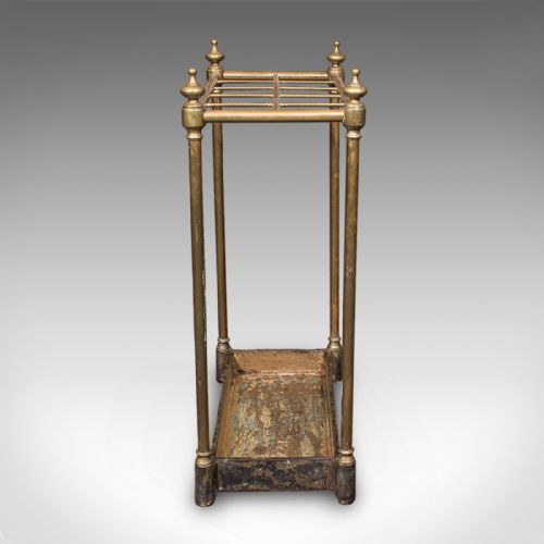 fig 3. Antique 10 Division Stick Stand, English, Brass Hallway Umbrella Rack, Edwardian