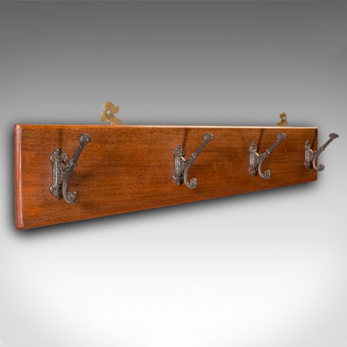 ANTIQUE COAT RACK ENGLISH CLOAKROOM RECEPTION HALL MOUNTED HOOKS VICTORIAN - ADDITIONAL PHOTO 1
