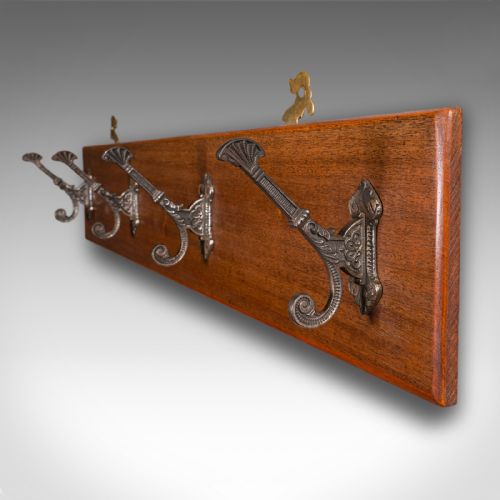 ANTIQUE COAT RACK ENGLISH CLOAKROOM RECEPTION HALL MOUNTED HOOKS VICTORIAN - ADDITIONAL PHOTO 3