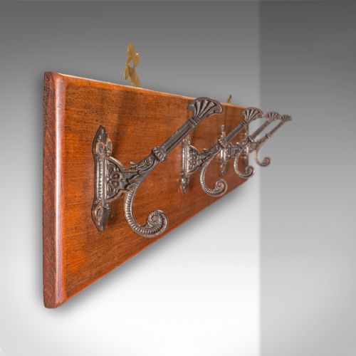 ANTIQUE COAT RACK ENGLISH CLOAKROOM RECEPTION HALL MOUNTED HOOKS VICTORIAN - ADDITIONAL PHOTO 5