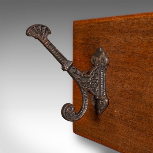 ANTIQUE COAT RACK ENGLISH CLOAKROOM RECEPTION HALL MOUNTED HOOKS VICTORIAN - ADDITIONAL PHOTO 6