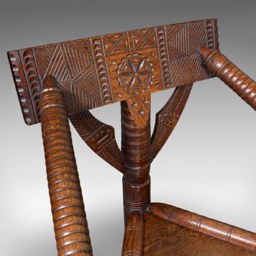 ANTIQUE OLD SAXON ARMCHAIR ENGLISH OAK TURNER'S CHAIR ELBOW SEAT VICTORIAN - ADDITIONAL PHOTO 6