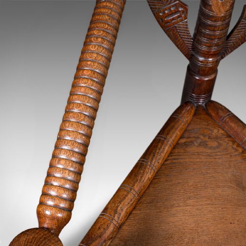 ANTIQUE OLD SAXON ARMCHAIR ENGLISH OAK TURNER'S CHAIR ELBOW SEAT VICTORIAN - ADDITIONAL PHOTO 7