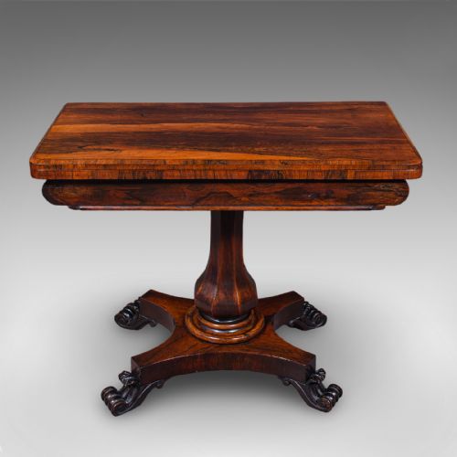 ANTIQUE FOLDOVER CARD TABLE ENGLISH GAMES CONSOLE BRIDGE EARLY VICTORIAN - ADDITIONAL PHOTO 2
