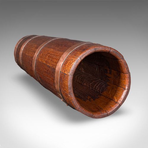 ANTIQUE COOPERED STICK LOOP ENGLISH VICTORIAN OAK COUNTRY HOUSE UMBRELLA STAND - ADDITIONAL PHOTO 5
