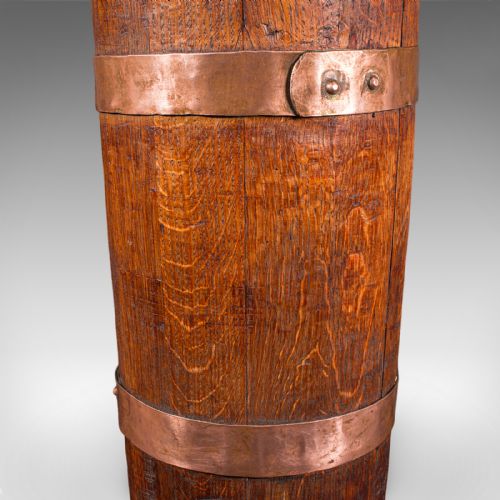 ANTIQUE COOPERED STICK LOOP ENGLISH VICTORIAN OAK COUNTRY HOUSE UMBRELLA STAND - ADDITIONAL PHOTO 8