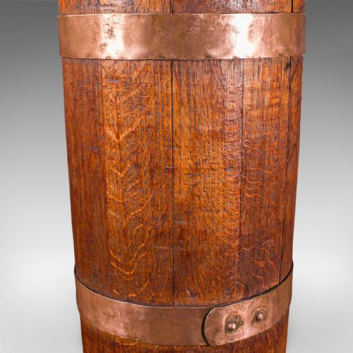 ANTIQUE COOPERED STICK LOOP ENGLISH VICTORIAN OAK COUNTRY HOUSE UMBRELLA STAND - ADDITIONAL PHOTO 9