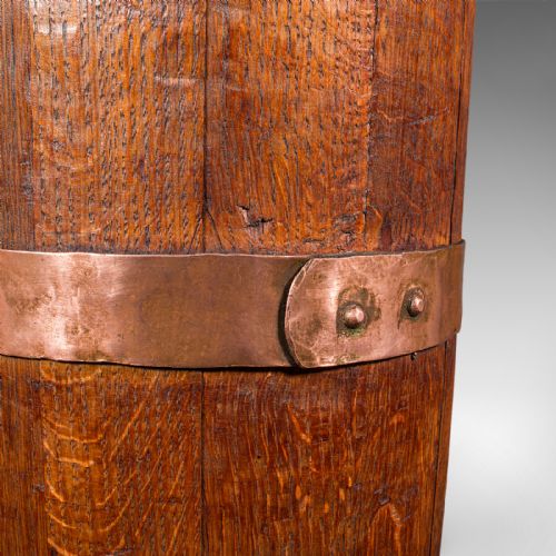 ANTIQUE COOPERED STICK LOOP ENGLISH VICTORIAN OAK COUNTRY HOUSE UMBRELLA STAND - ADDITIONAL PHOTO 10