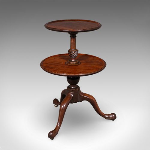 ANTIQUE DUMB WAITER ENGLISH TWO TIER AFTERNOON TEA SERVING STAND REGENCY 1820