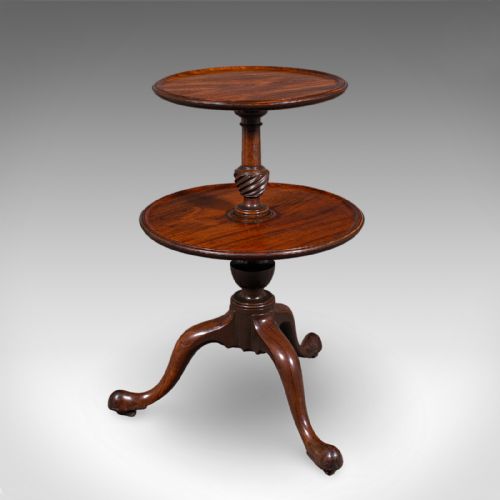 ANTIQUE DUMB WAITER ENGLISH TWO TIER AFTERNOON TEA SERVING STAND REGENCY 1820 - ADDITIONAL PHOTO 2