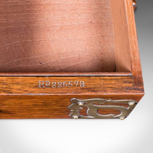 ANTIQUE SMOKER'S BOX ENGLISH OAK BRASS CIGAR CASE CLUB LOUNGE EDWARDIAN - ADDITIONAL PHOTO 11
