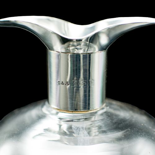 ANTIQUE SPIRIT DECANTER ENGLISH GLASS SILVER PORT BRANDY BOTTLE EDWARDIAN - ADDITIONAL PHOTO 9