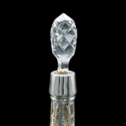 ANTIQUE SHERRY DECANTER ENGLISH GLASS SILVER PLATE SPIRIT BOTTLE EDWARDIAN - ADDITIONAL PHOTO 6