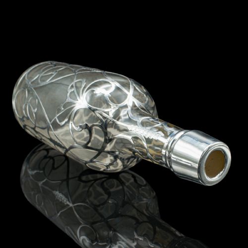 ANTIQUE SHERRY DECANTER ENGLISH GLASS SILVER PLATE SPIRIT BOTTLE EDWARDIAN - ADDITIONAL PHOTO 7