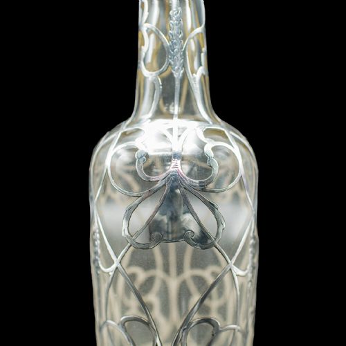 ANTIQUE SHERRY DECANTER ENGLISH GLASS SILVER PLATE SPIRIT BOTTLE EDWARDIAN - ADDITIONAL PHOTO 8