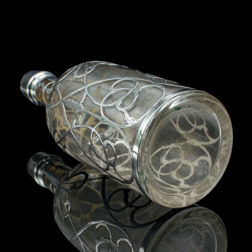 ANTIQUE SHERRY DECANTER ENGLISH GLASS SILVER PLATE SPIRIT BOTTLE EDWARDIAN - ADDITIONAL PHOTO 9
