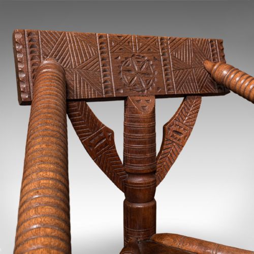 ANTIQUE TURNER'S ARMCHAIR ENGLISH OAK OLD SAXON CHAIR ELBOW SEAT VICTORIAN - ADDITIONAL PHOTO 6