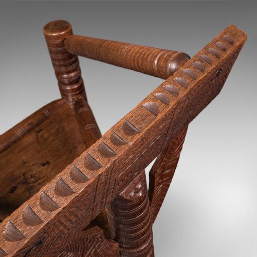 ANTIQUE TURNER'S ARMCHAIR ENGLISH OAK OLD SAXON CHAIR ELBOW SEAT VICTORIAN - ADDITIONAL PHOTO 7
