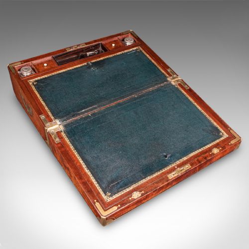 ANTIQUE CORRESPONDENCE BOX IRISH WALNUT WRITING SLOPE AUSTIN WILLIAM IV - ADDITIONAL PHOTO 1