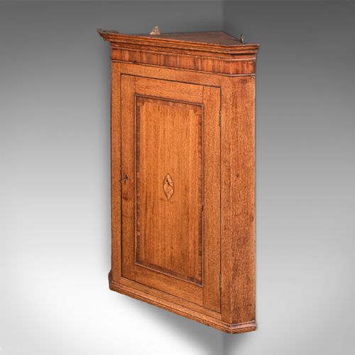 ANTIQUE MOUNTED CORNER CABINET ENGLISH OAK WALL CUPBOARD GEORGIAN C1780 - ADDITIONAL PHOTO 2