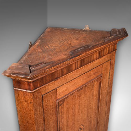 ANTIQUE MOUNTED CORNER CABINET ENGLISH OAK WALL CUPBOARD GEORGIAN C1780 - ADDITIONAL PHOTO 3