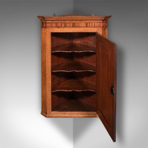 ANTIQUE MOUNTED CORNER CABINET ENGLISH OAK WALL CUPBOARD GEORGIAN C1780 - ADDITIONAL PHOTO 4