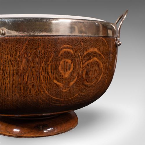 ANTIQUE PRESENTATION PRIZE BOWL ENGLISH OAK CERAMIC FRUIT DISH EDWARDIAN - ADDITIONAL PHOTO 9