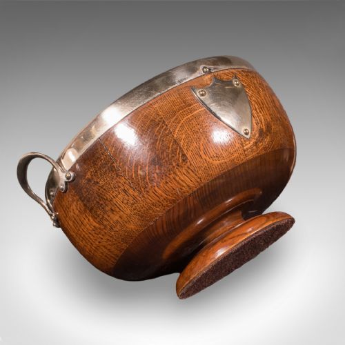 ANTIQUE PRESENTATION PRIZE BOWL ENGLISH OAK CERAMIC FRUIT DISH EDWARDIAN - ADDITIONAL PHOTO 11