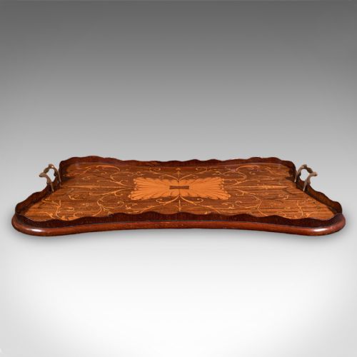 ANTIQUE BUTLER'S SERVING TRAY ENGLISH AFTERNOON TEA PLATTER INLAY VICTORIAN - ADDITIONAL PHOTO 1